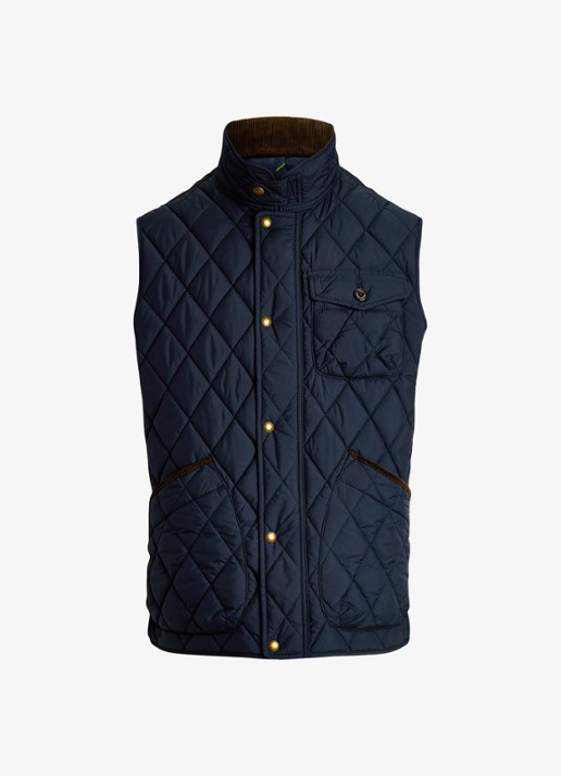 Ralph Lauren Beaton gewatteerde utility bodywarmer met opgestikte zakken - voorkant 2 college navy / donkerblauw