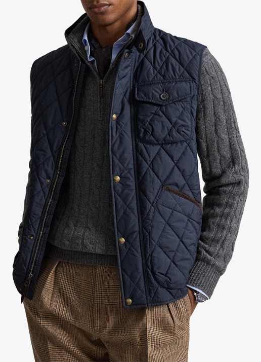 Ralph Lauren Beaton gewatteerde utility bodywarmer met opgestikte zakken - voorkant 3 college navy / donkerblauw