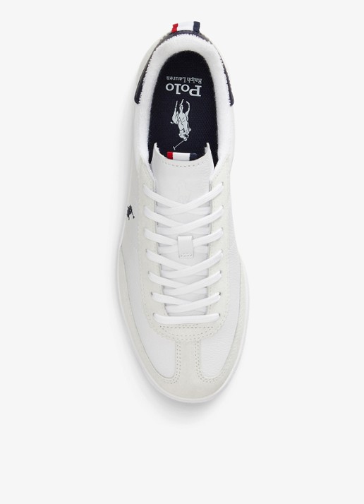 Ralph Lauren Bedford sneaker van leer met details van suède - detail 2 wit