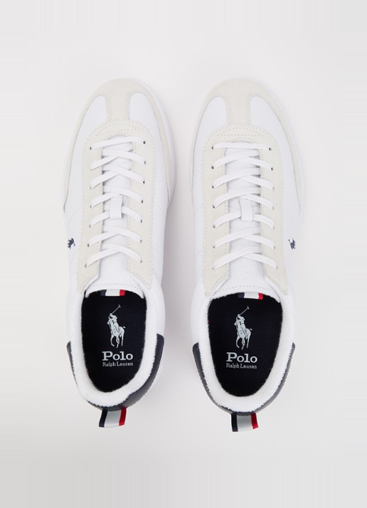 Ralph Lauren Bedford sneaker van leer met details van suède - detail 3 wit