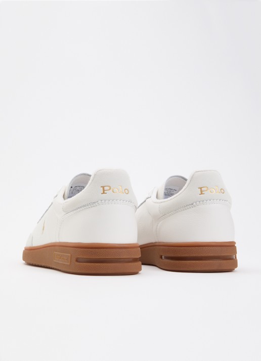 Ralph Lauren Bedford sneaker van leer met details van suéde  - achterkant 4 wit