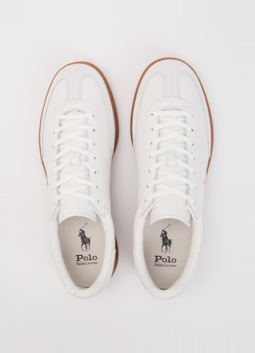 Ralph Lauren Bedford sneaker van leer met details van suéde  - detail 2 wit