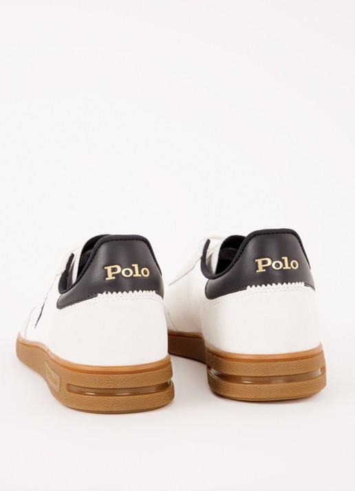 Ralph Lauren Bedford sneaker van leer met suède details - achterkant 2 gebroken wit