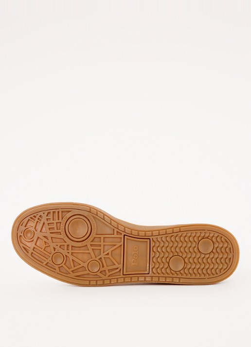 Ralph Lauren Bedford sneaker van leer met suède details - detail 5 gebroken wit
