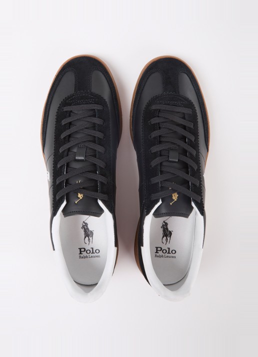 Ralph Lauren Bedford sneaker van leer met suède - detail 4 zwart