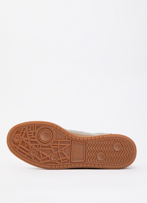 Ralph Lauren Bedford sneaker van suède met leren details en logoborduring - detail 9 grijs