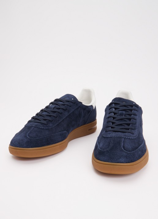 Ralph Lauren Bedford sneaker van suède met logoborduring - detail 3 donkerblauw