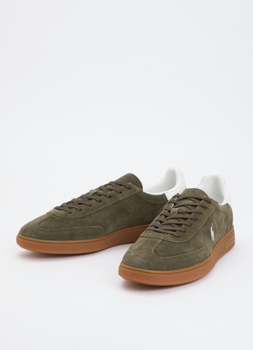 Ralph Lauren Bedford sneaker van suède - detail bronsgroen