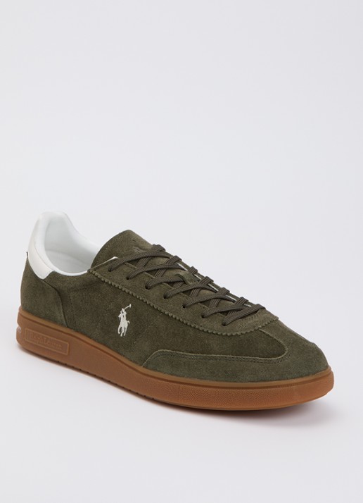 Ralph Lauren Bedford sneaker van suède - voorkant 4 bronsgroen