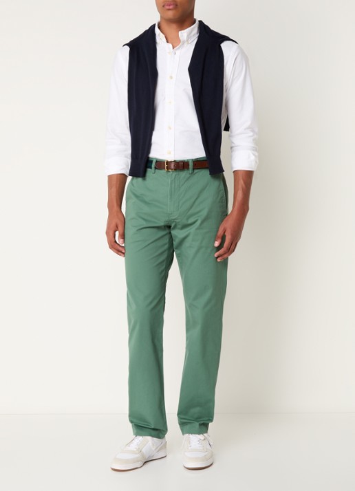 Ralph Lauren Bedford straight fit stretch chino broek - voorkant 3 washed forest / zeegroen
