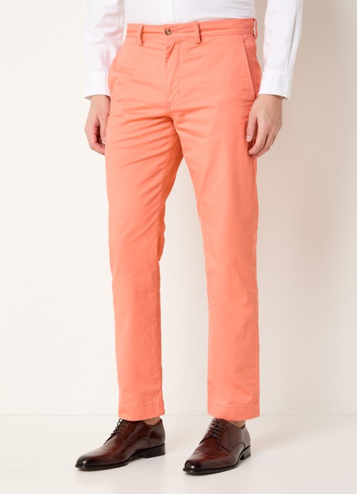 Ralph Lauren Bedford straight fit stretch chino broek - detail 4 deep mango / zalmroze
