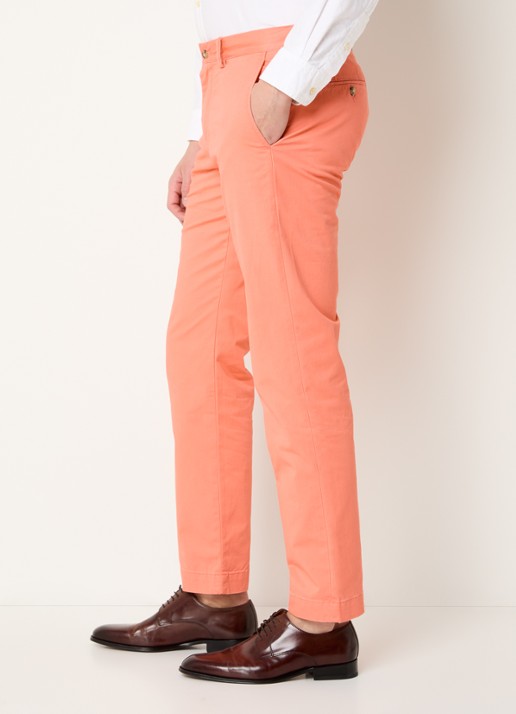Ralph Lauren Bedford straight fit stretch chino broek - detail 5 deep mango / zalmroze