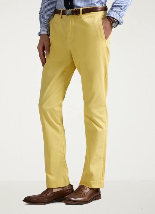 Ralph Lauren Bedford straight fit stretch chino broek - detail geel