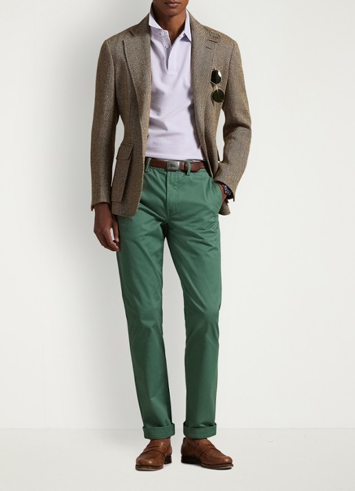 Ralph Lauren Bedford straight fit stretch chino broek - voorkant 3 washed forest / groen