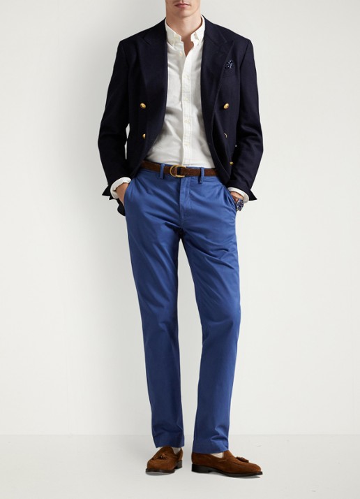 Ralph Lauren Bedford straight fit stretch chino broek - voorkant 3 old royal / blauw