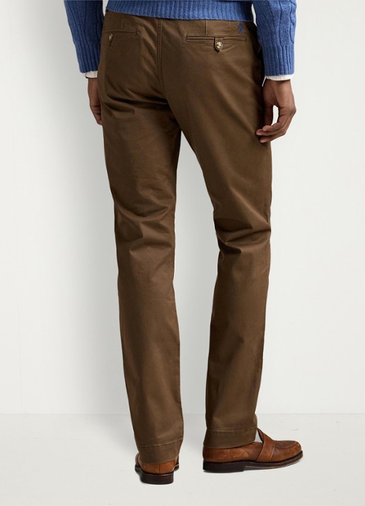 Ralph Lauren Bedford straight fit stretch chino broek - achterkant chestnut / lichtbruin