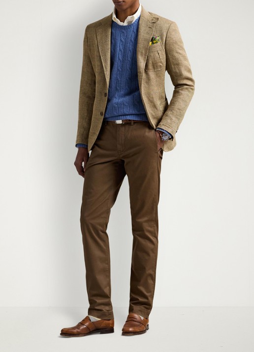 Ralph Lauren Bedford straight fit stretch chino broek - voorkant 3 chestnut / lichtbruin