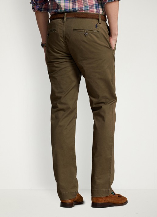 Ralph Lauren Bedford straight fit stretch chino broek - achterkant canopy olive / olijfgroen