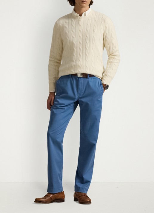 Ralph Lauren Bedford straight fit stretch chino broek - voorkant 5 delta blue