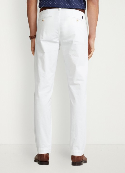 Ralph Lauren Bedford straight fit stretch chino broek - achterkant ceramic white / wit