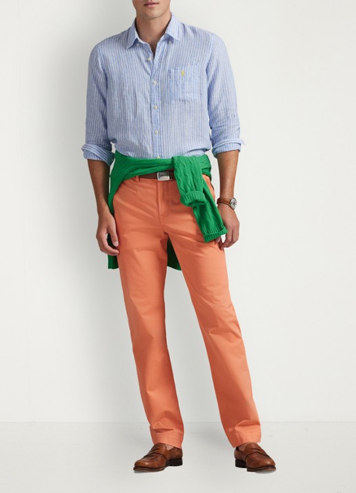 Ralph Lauren Bedford straight fit stretch chino broek - voorkant 5 deep mango