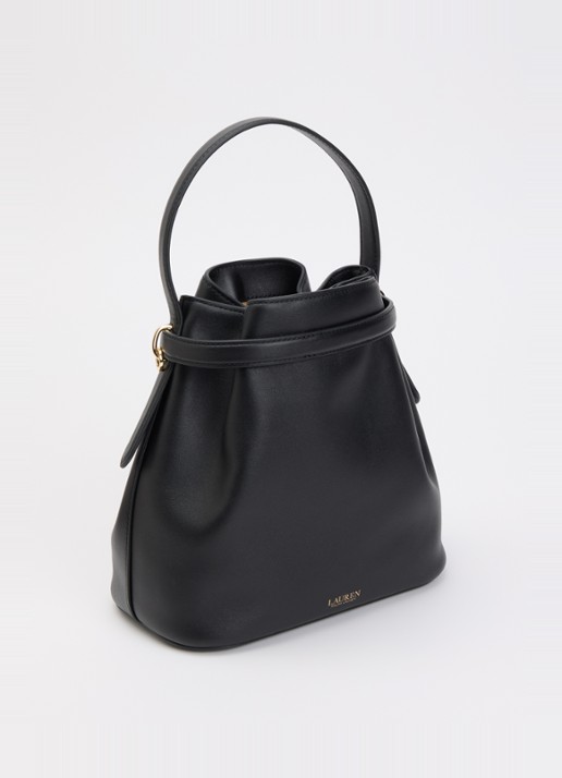 Ralph Lauren Blaike Medium schoudertas van leer met afneembare schouderriem - achterkant zwart