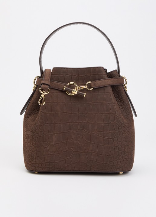 Ralph Lauren Blaike Medium schoudertas van nubuck met afneembare schouderriem