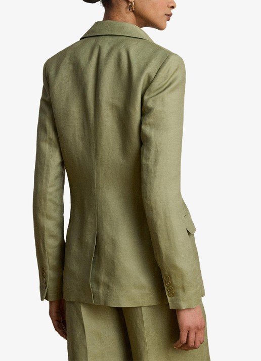 Ralph Lauren Blazer in linnenblend met klepzakken - achterkant light agave / groen