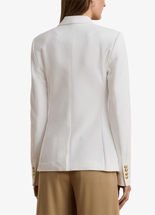 Ralph Lauren Blazer van piqué katoen met metallic logoborduring - achterkant 4 white / wit