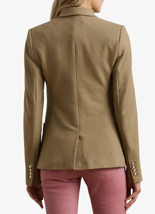 Ralph Lauren Blazer van piqué katoen met metallic logoborduring - achterkant madison tan / beige