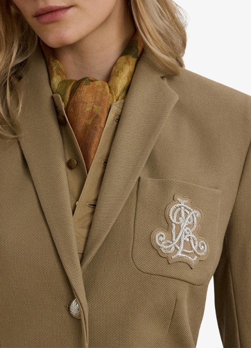 Ralph Lauren Blazer van piqué katoen met metallic logoborduring - detail 3 madison tan / beige