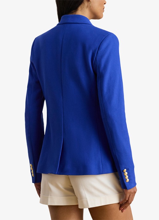 Ralph Lauren Blazer van piqué katoen met metallic logoborduring - achterkant 4 cruise royal / blauw