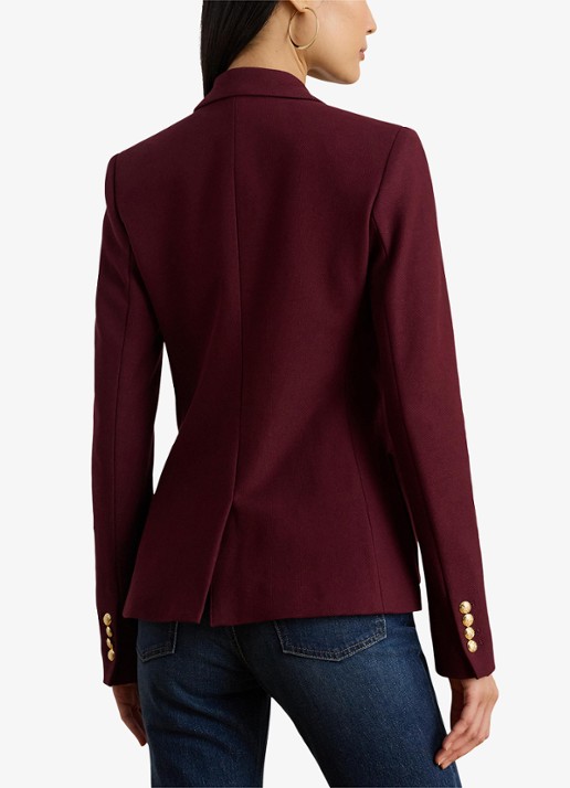 Ralph Lauren Blazer van piqué katoen met metallic logoborduring - achterkant dark garnet / bordeauxrood