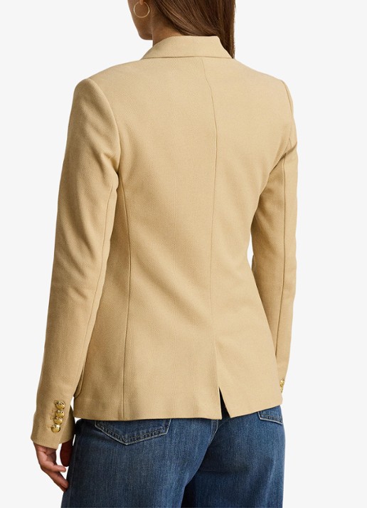Ralph Lauren Blazer van piqué katoen met metallic logoborduring - achterkant 3 birch tan / beige