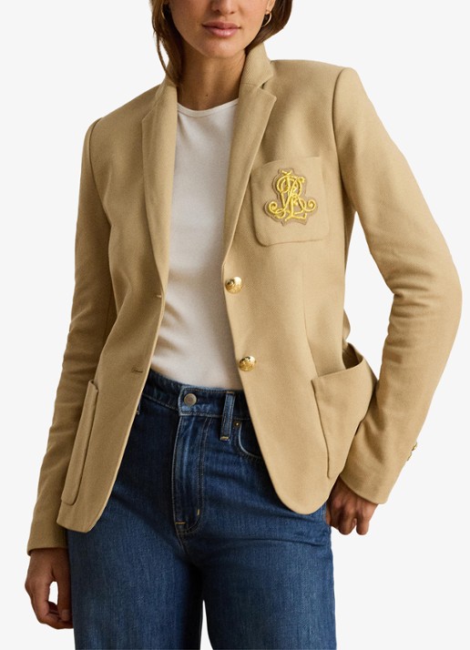 Ralph Lauren Blazer van piqué katoen met metallic logoborduring