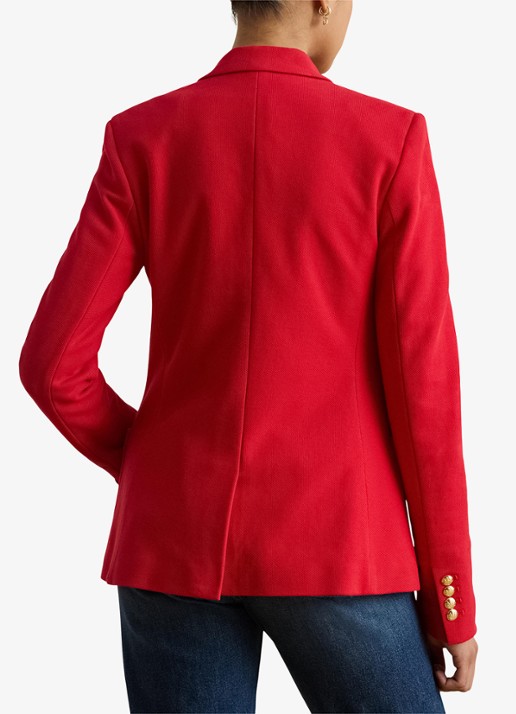 Ralph Lauren Blazer van piqué katoen met metallic logoborduring - achterkant 5 cruise red / rood