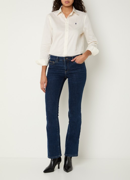 Ralph Lauren Blouse in linnenblend met streepprint - voorkant 2 gebroken wit