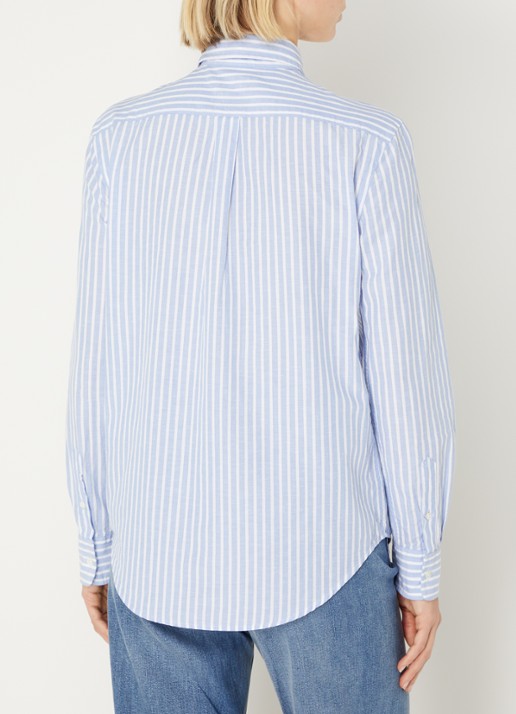 Ralph Lauren Blouse in linnenblend met streepprint - achterkant 2 lichtblauw