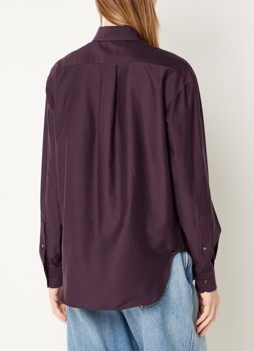 Ralph Lauren Blouse in zijdeblend met logoborduring - achterkant 3 aubergine