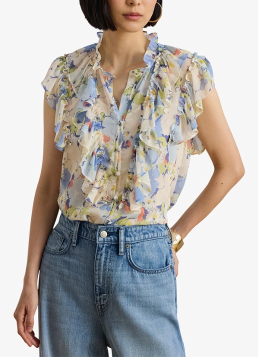 Ralph Lauren Blouse met bloemenprint en ruches