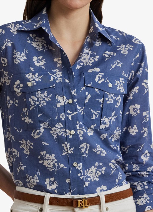 Ralph Lauren Blouse met borstzakken en print - detail 4 blauw