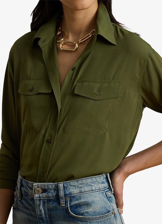 Ralph Lauren Blouse met borstzakken - detail 5 olive grove / groen