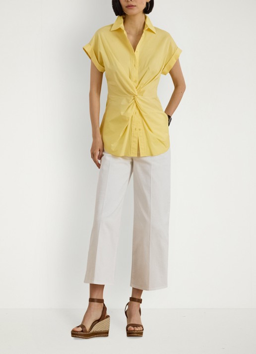 Ralph Lauren Blouse met geknoopt detail - voorkant 3 geel