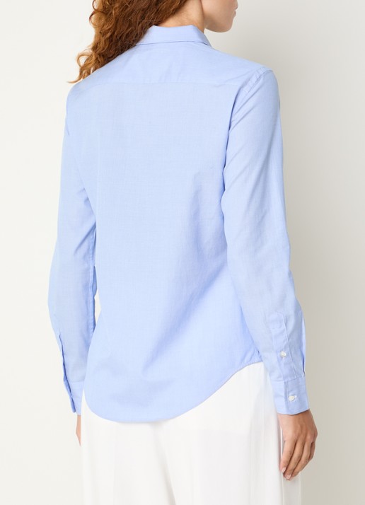Ralph Lauren Blouse met logo en sjaalkraag - achterkant 3 blauwgrijs