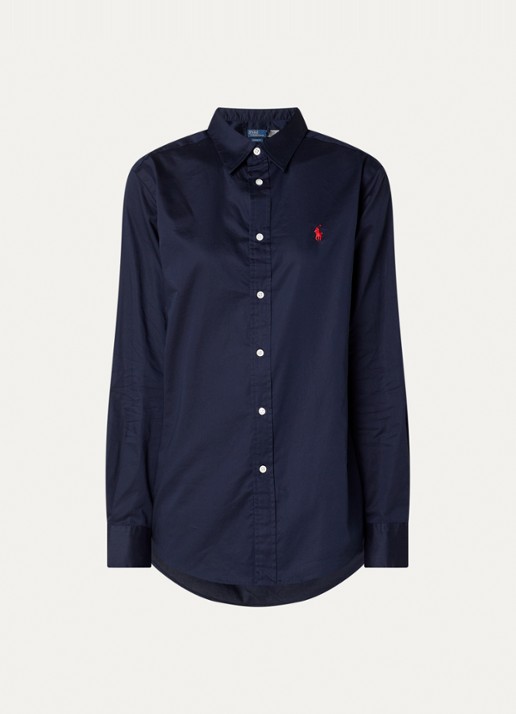 Ralph Lauren Blouse met logo - voorkant 3 donkerblauw