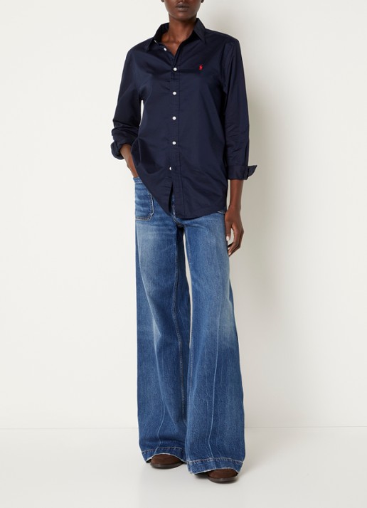 Ralph Lauren Blouse met logo - voorkant 4 donkerblauw