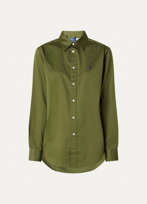 Ralph Lauren Blouse met logo - voorkant mosgroen