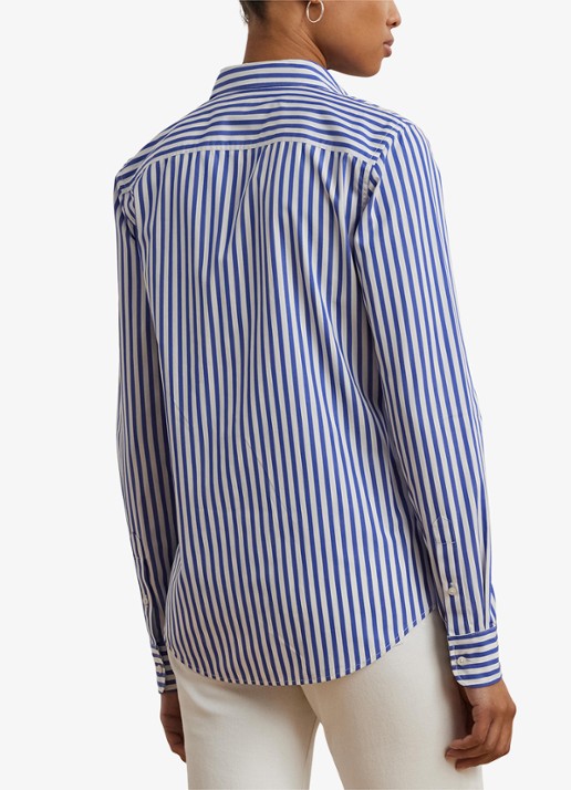 Ralph Lauren Blouse met logoborduring en streepprint - achterkant blauw