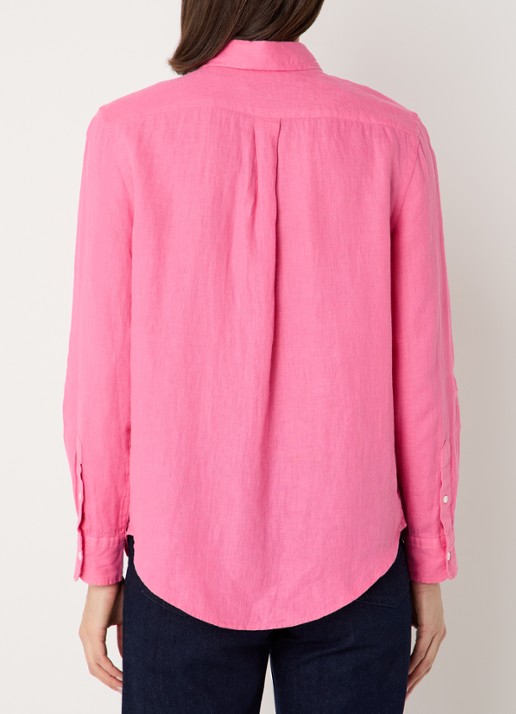 Ralph Lauren Blouse met logoborduring - achterkant 4 donkerroze