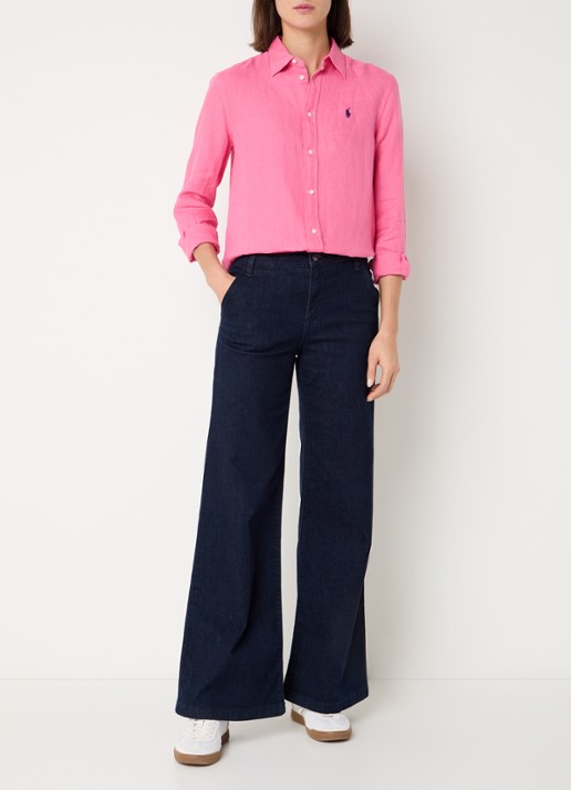 Ralph Lauren Blouse met logoborduring - voorkant 2 donkerroze